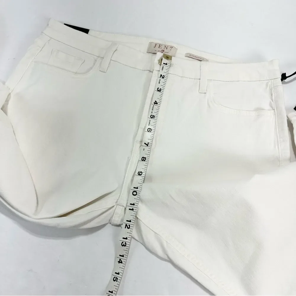 NWT Jen7 for 7 For All Mankind White Jeans Slim Bootcut Size 14